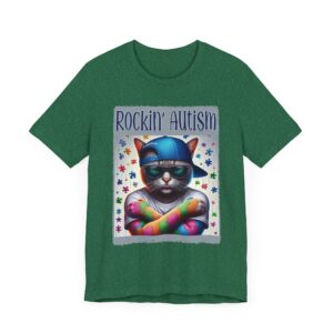 Rockin Autism T-Shirt - Unisex - Cool Cat Autism Awareness Tee