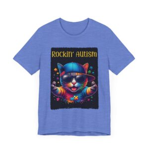 Rockin Autism Cat T-Shirt - Unisex Autism Awareness Apparel