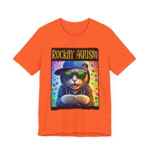 Rockin Autism Cat T-Shirt - Unisex Jersey Short Sleeve Shirt for Autism Awareness