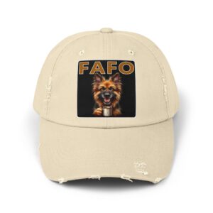 Unisex Distressed Cap with FAFO Graphic - Dog-Themed Headwear