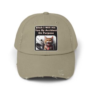 Bitch I Will Hit You - Angry Cat - Unisex Distressed Cap