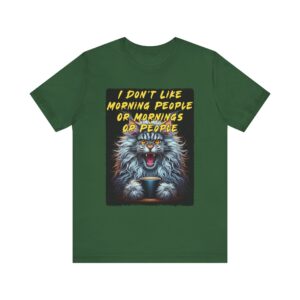 I Don't Like Morning People - Angry Gray Cat - Unisex Graphic T-Shirt