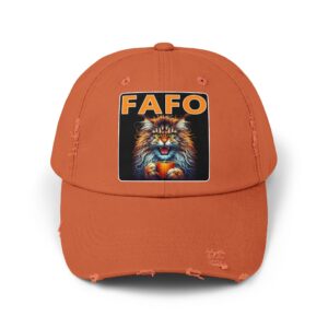 Unisex Distressed Cap - FAFO - Angry Cat