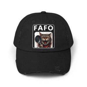 Angry Cat Design - Unisex Distressed Cap - FAFO