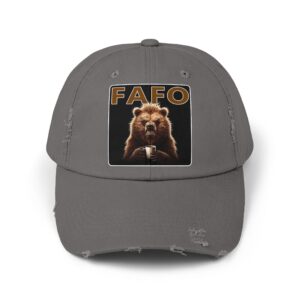 Unisex Distressed Cap with FAFO Design - Angry Bear