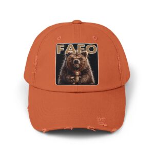 Unisex Distressed Cap - FAFO Bear Design