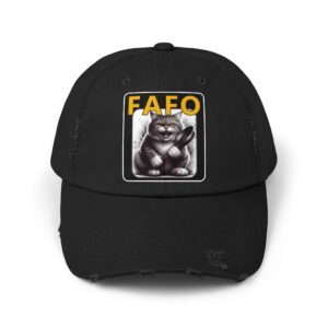 Unisex Distressed Cap - FAFO - Fat Cat Design