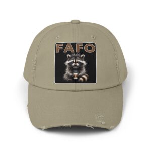 Unisex Distressed Cap with Raccoon Design - FAFO