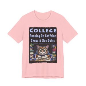 College Caffeine Cat Tee - Unisex Jersey Short Sleeve T-Shirt for Students