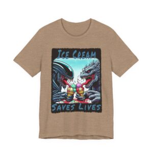 Ice Cream Saves Lives Graphic Tee - Godzilla and Alien