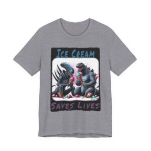 Ice Cream Saves Lives - Alien and Godzilla - Unisex T-Shirt