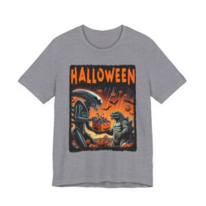 Spooky Halloween Alien and Godzilla Graphic Tee