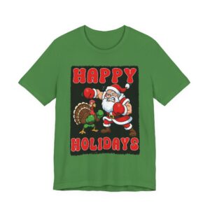 Happy Holidays Boxing Santa And Turkey T-Shirt