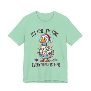 Duck Wrapped in Lights Christmas Tee - It’s Fine I’m Fine Everything Is Fine